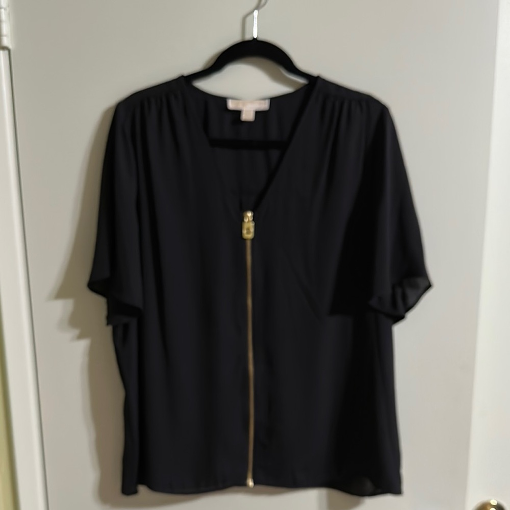 MICHAEL Michael Kors Black and Gold Relaxed Blouse